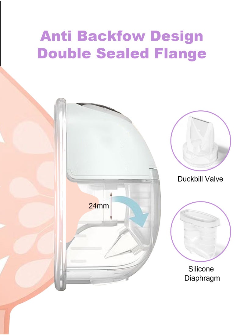 Breast Pump, Wearable Breast Pump, Hands Free Breast Pump, Electric Portable Breast Pump with 4 Mode, Wireless Breast Pump Hand Free, LCD Display,with 30 Pcs Milk Storage Bag