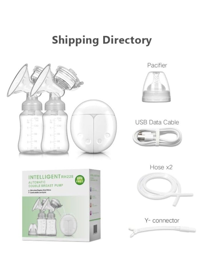 Double Breast Pump, 4 Modes & 4 Levels, Portable Anti-Backflow, Low Noise, and Painless Breastfeeding, Rechargeable Silicone Milk Extractor for Home and Travel