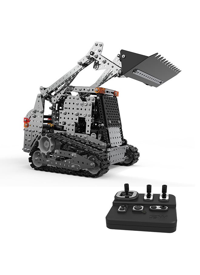 RC Forklift Truck Building Blocks, 2.4GHz 10 Channel RC Front Loader Bulldozer Construction Toy, 1153PCS DIY Stainless Steel Assembly RC Car Parent-child Toy, Gift for Children