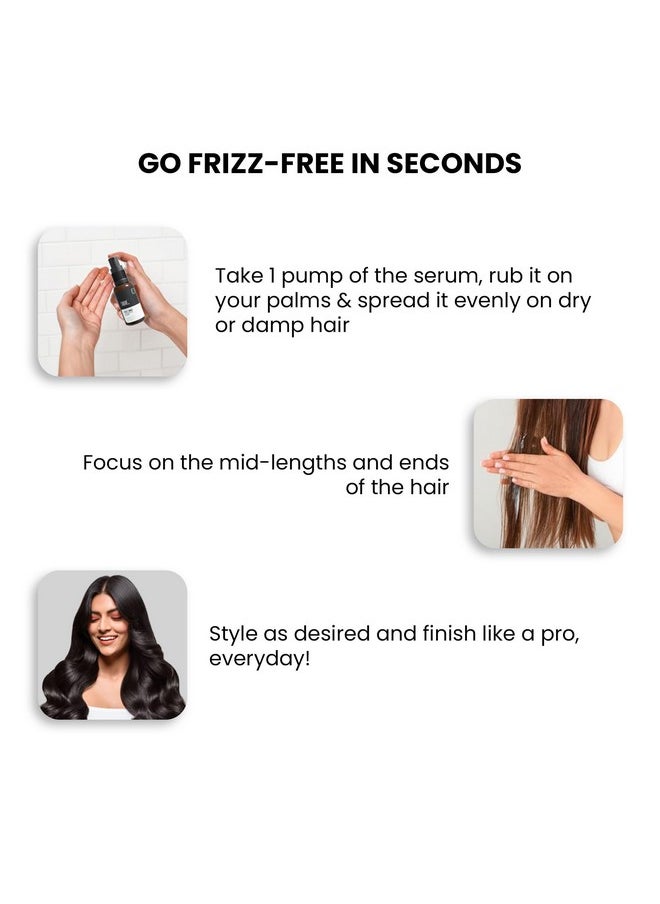 Frizz Tamer Smoothing Hair Oil Serum | For Smooth & Frizz-Free Hair | Gives Shine Up To 12 Hours | Hydrates Frizzy, Dry & Dull Hair | With Jojoba Oil, Mahua Oil | For Men & Women | 30Ml