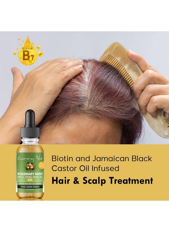 Rosemary Mint Hair And Strong Roots Oil Lite 2Oz | For Light, Thin Hair | Infused With Biotin & Jamaican Black Castor Oil | Nourish Hair Follicles | Dry Scalp, Split Ends