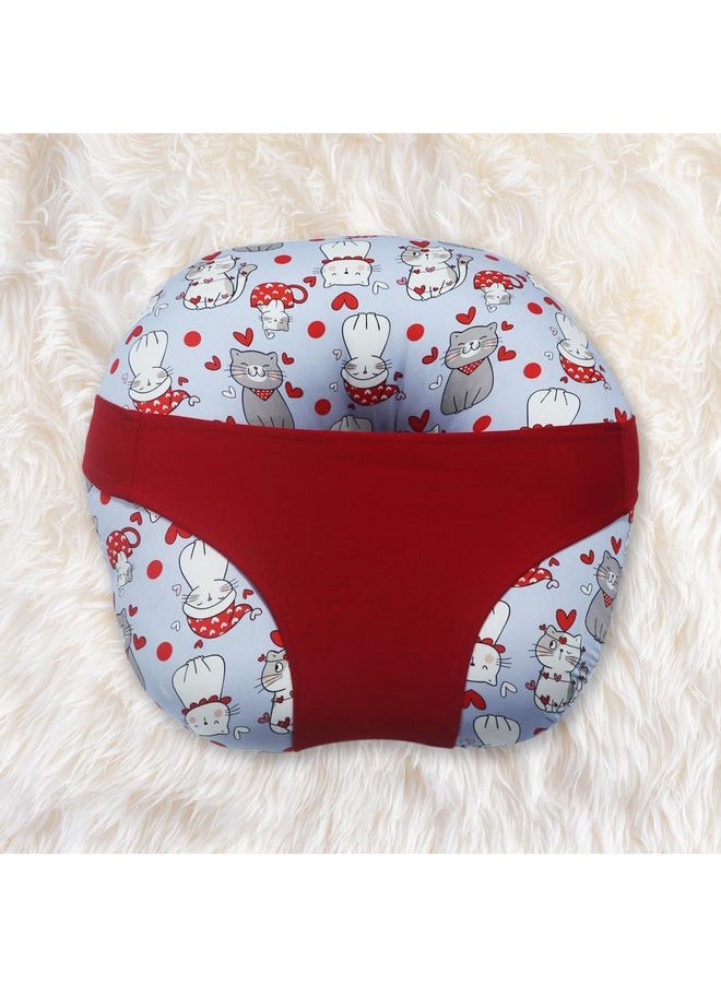 5In1 Baby Feeding Pillow With 100% Cotton Detachable Cover | With Belt And Baby Hoop | Breastfeeding Pillow | Nursing Pillow (Catmas)