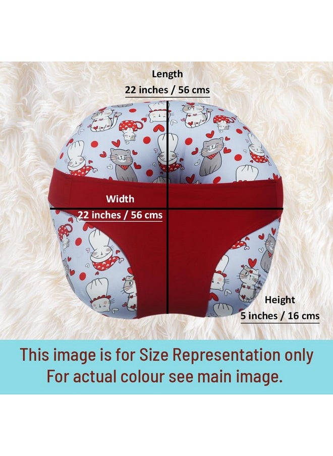 5In1 Baby Feeding Pillow With 100% Cotton Detachable Cover | With Belt And Baby Hoop | Breastfeeding Pillow | Nursing Pillow (Catmas)