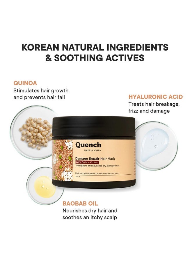 Quench Damage Repair Hair Mask With Quinoa Protein & Ceramides | Restores Dry & Damaged Hair | Strengthens Hair And Adds Shine | Made In Korea (200Ml)