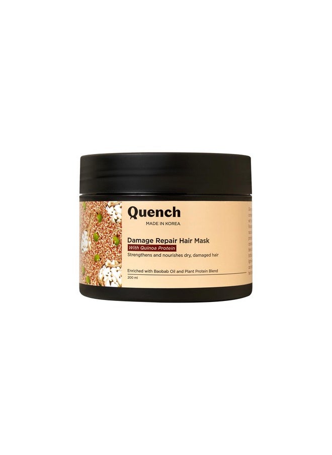 Quench Damage Repair Hair Mask With Quinoa Protein & Ceramides | Restores Dry & Damaged Hair | Strengthens Hair And Adds Shine | Made In Korea (200Ml)