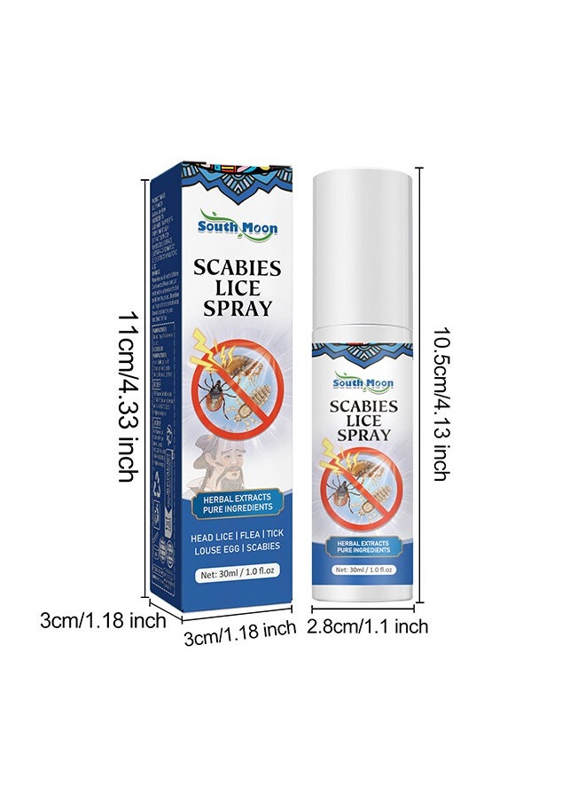 Scabies Lice Spray，Hair Lice Repellent Spray Anti-Lice and Nits Topical Spray 30ml