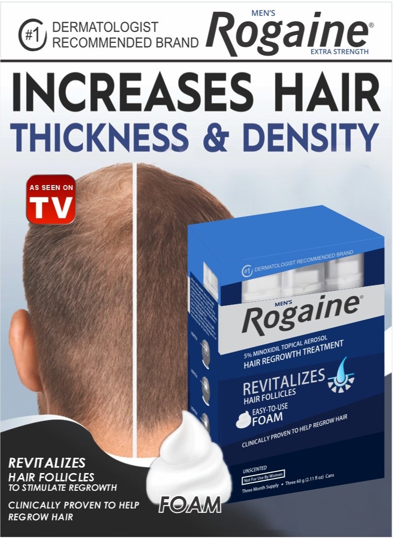 Rogaine 5% Minoxidil Foam – 3-Month Supply for Hair Loss and Regrowth