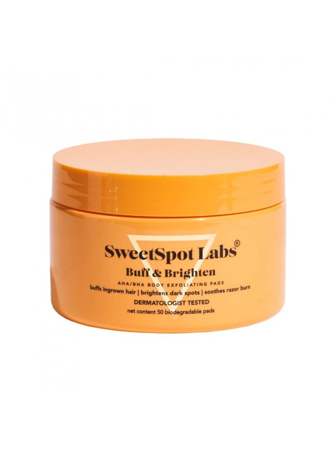 SweetSpot Labs Buff & Brighten, Daily Ingrown Hair Treatment with Salicylic Acid and Niacinamide, Safe for Bikini Area, 50 Exfoliating & Brightening Pads