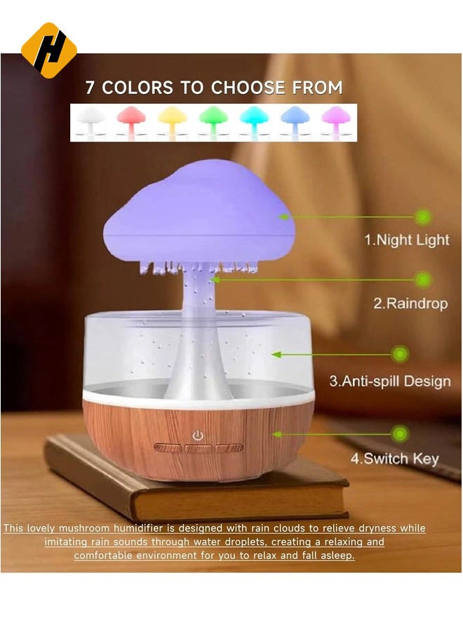 Rain Cloud Humidifier – Cute Raining Cloud Night Light with 7 LED Colors, 2000mAh, 500ml Capacity