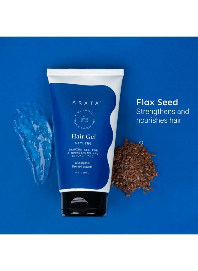 Styling Hair Gel For All Hair Types | Medium To Strong Hold | Tames Flyaways & Adds Definition | Creates Slicked-Back Looks, Adds Texture With Organic Flaxseeds | 150 Ml