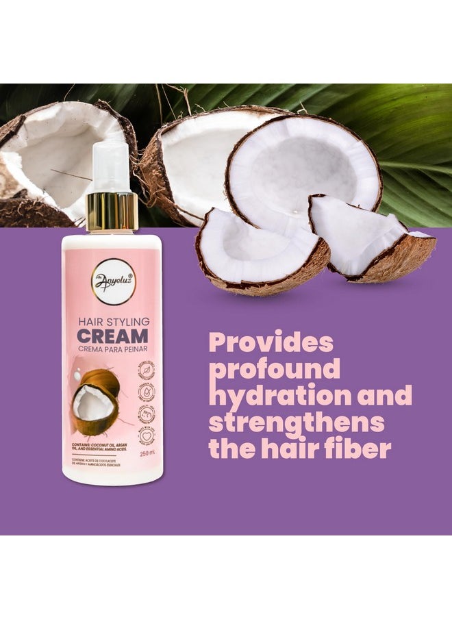 Coconut Leave In Conditioner Cream, Provides Strength, Deep Hydration, And Frizz Control, With Argan Oil, Detangler For All Hair Types, Daily Use