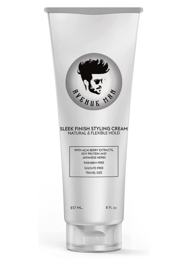 Sleek Finish Styling Cream - Natural & Firm Hold Hair Products With Herbal Extracts For Slick Back Hair Styles - Paraben Free & Sulfate Free