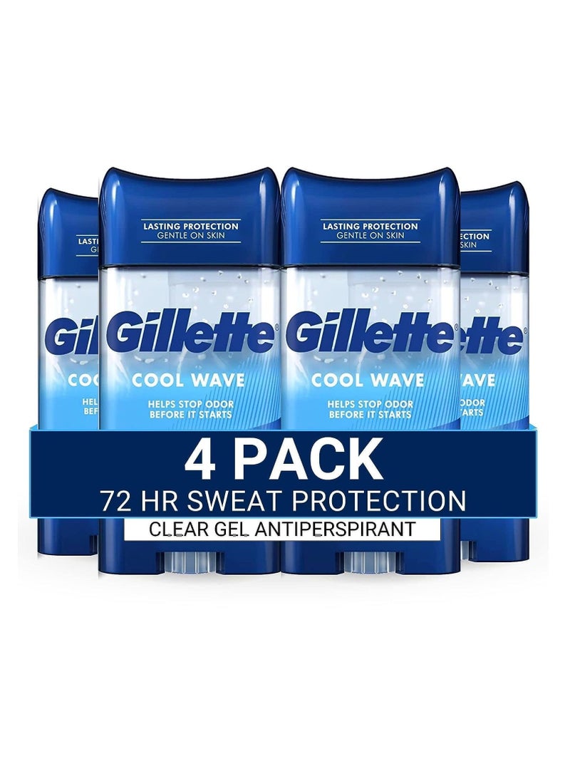 Gillette Antiperspirant and Deodorant for Men, 72-Hour Sweat Protection, Clear Gel, Cool Wave Scent, 3.8 oz (Pack of 4)