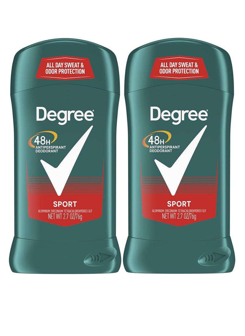 Degree Men Original Antiperspirant Deodorant for Men, Pack of 2, 48-Hour Sweat and Odor Protection, Sport 2.7 oz