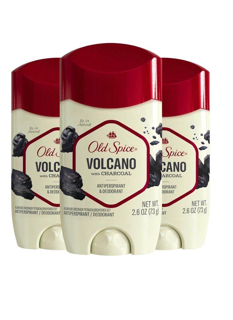 Old Spice Men's Antiperspirant & Deodorant Volcano with Charcoal, 48 Hr Odor Protection, 2.6oz (Pack of 3)