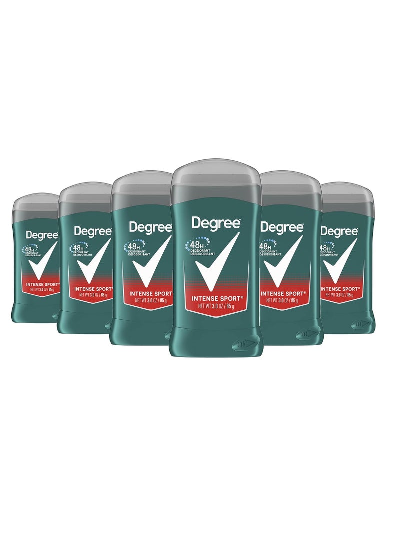 Degree Men Original Aluminum Free Deodorant for Men, 48-Hour Odor Protection, Intense Sport, 3 Ounce (Pack of 6)