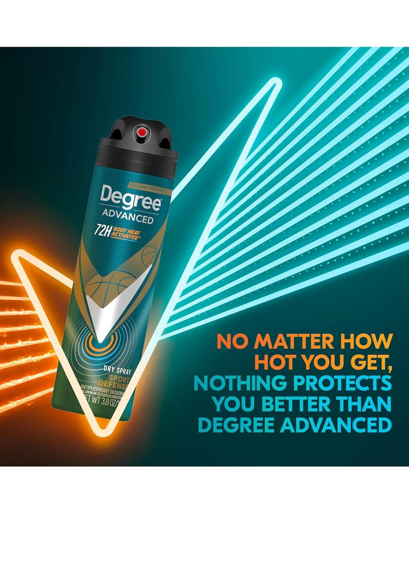 Degree Men Antiperspirant Deodorant Dry Spray Sport Defense 72-Hour Sweat and Odor Protection Deodorant For Men With Body Heat Activated Technology 3.8 oz