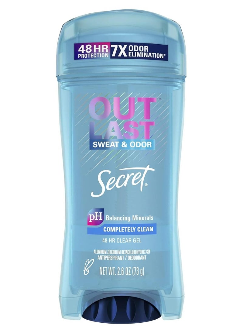 Secret Outlast Clear Gel Antiperspirant Deodorant for Women, Completely Clean, 2.6 oz (Pack of 4)