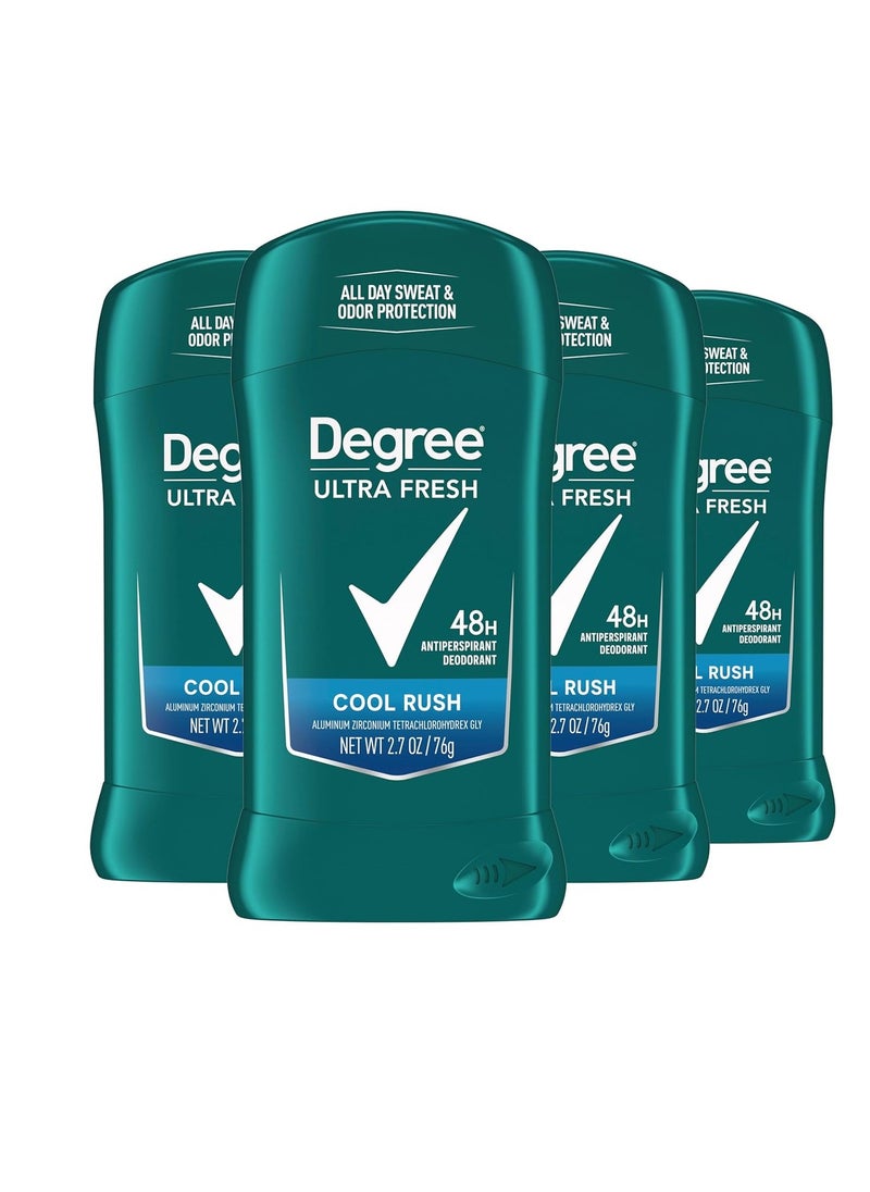 Degree Men Ultra Fresh Antiperspirant Deodorant Stick Cool Rush Pack of 4 for 48H Sweat and Odor Protection for Men, 2.7 oz