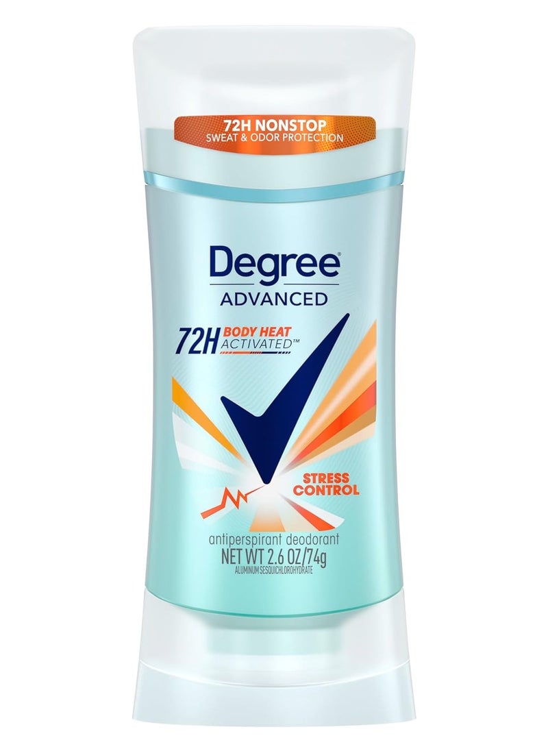 Degree Antiperspirant Deodorant Stress Control 72-Hour Sweat & Odor Protection Antiperspirant for Women with Body Heat Activated Technology 2.6 oz