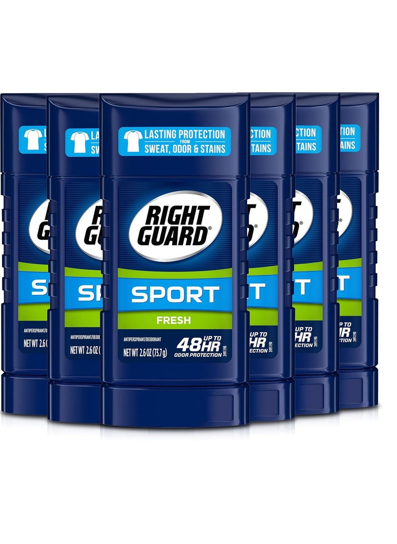Right Guard Sport Antiperspirant Up To 48HR, Fresh, 2.6 Oz (Pack of 6)