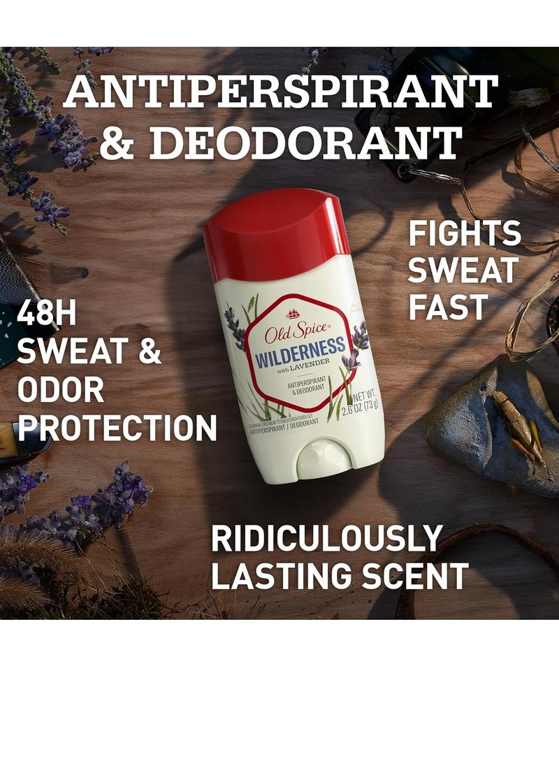 Old Spice Antiperspirant and Deodorant for Men, 24/7 Sweat and Odor Protection, Invisible Solid Stick, Wilderness with Lavender Scent, 2.6 oz (Pack of 2)