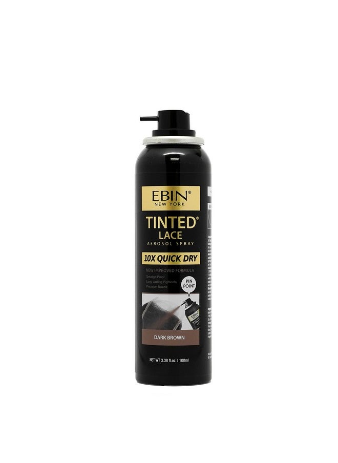 Tinted Lace Spray - 10X Quick Dry, Water Resistant, No Residue, Even Application, Skin Tone Matching, Natural Look - 3.38Oz/ 100Ml - Dark Brown