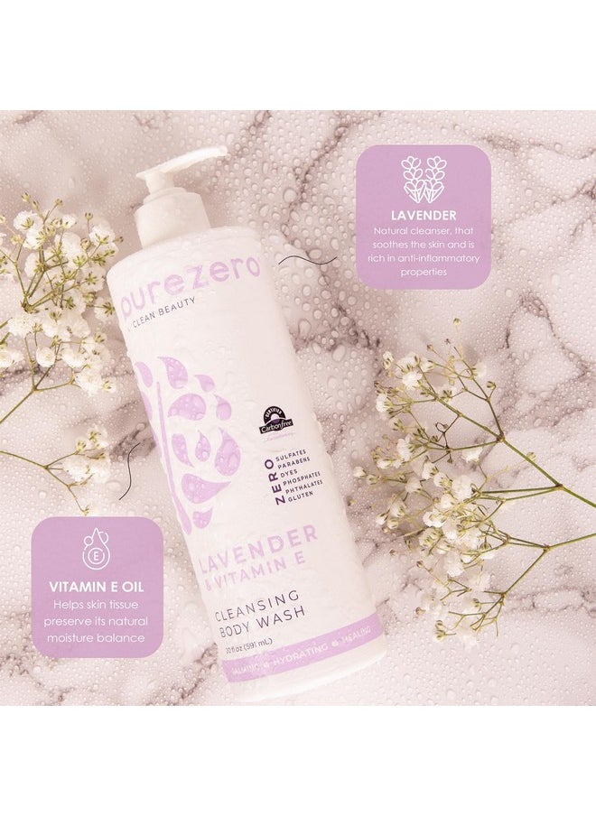 Lavender & Vitamin E Body Wash, Calms And Invigorates Skin - Leaves Skin Hydrated, Maintain Elasticity And Smoothness, Zero Sulfates, Parabens, Or Dyes (20Oz, 2 Pack)