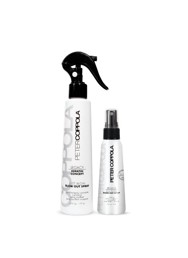 Just Blow - Blow Dry Spray - 6 Oz And 2 Oz Travel Size - Heat Protectant Spray For Hair - Reduces Blow Dry Time, Smoothes And Straightens All Hair Types - Conditions And Adds Shine