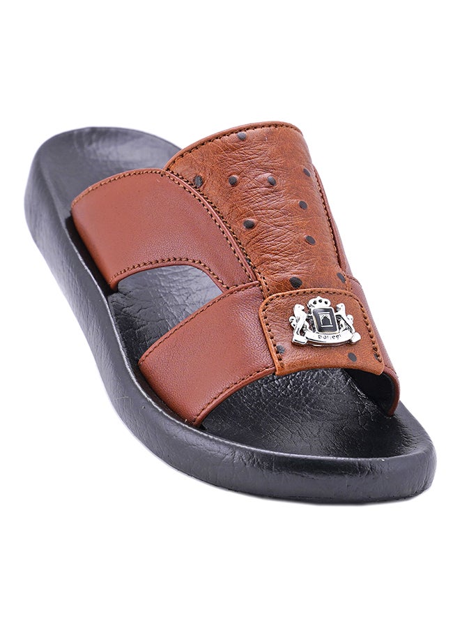 008-2434 Kids Textured Arabic Sandals Croco Brown