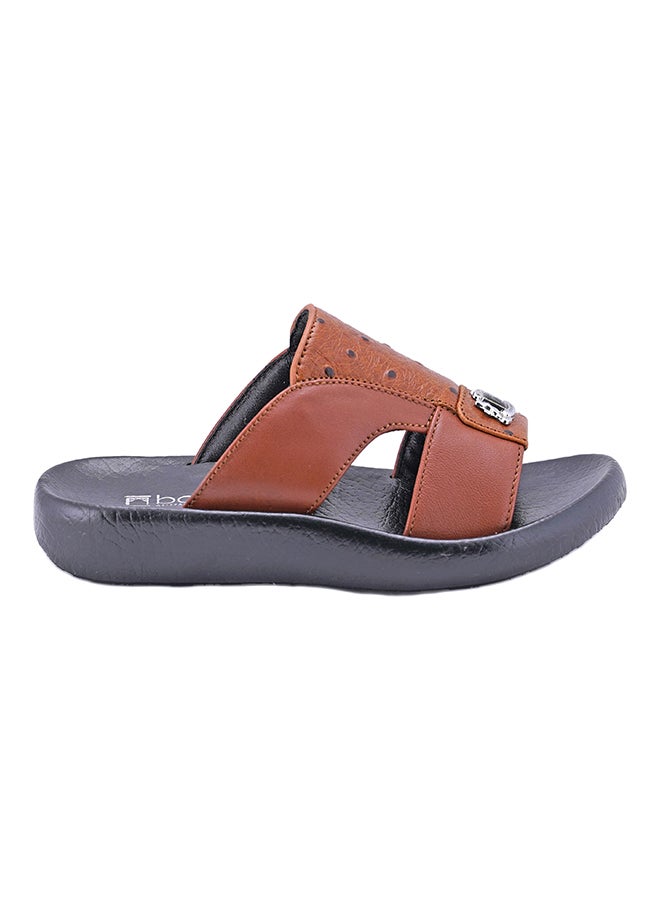 008-2434 Kids Textured Arabic Sandals Croco Brown