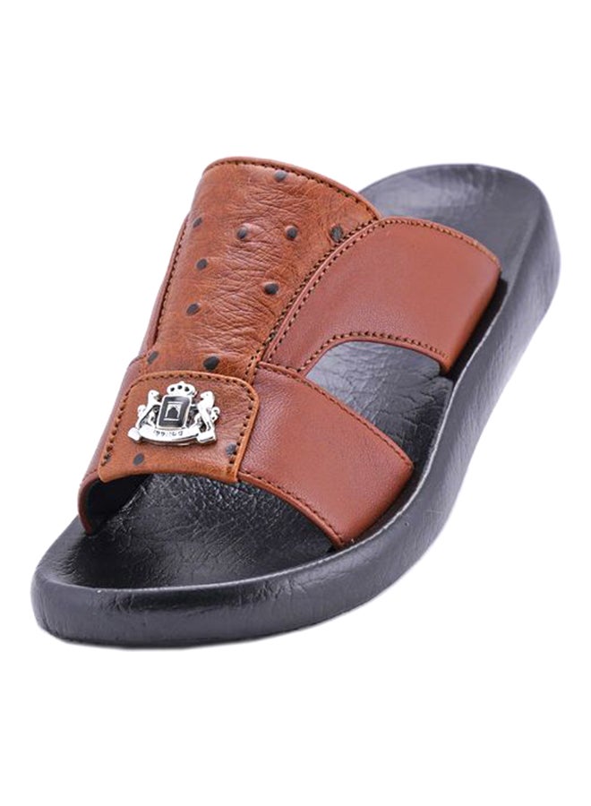 008-2434 Kids Textured Arabic Sandals Croco Brown