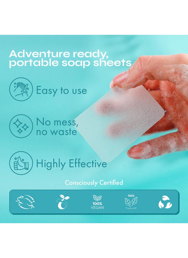 FOMIN - Antibacterial Paper Soap Sheets for Hand Washing - (300 Sheets) Unscented Portable Travel Soap Sheets, Dissolvable Camping Mini Soap, Portable Soap Sheets