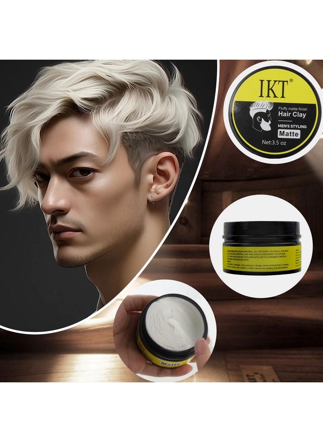 Hair Clay Pomade For Men, Matte Clay Hair Wax Paste Product For Men 3.5 Oz, Mens Hair Clay Pomade Wax Styling Products All Day Strong Hold