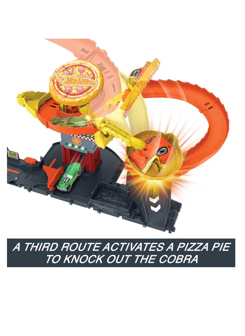 City Pizza Slam Cobra Attack Playset with 1:64 Scale Toy Car