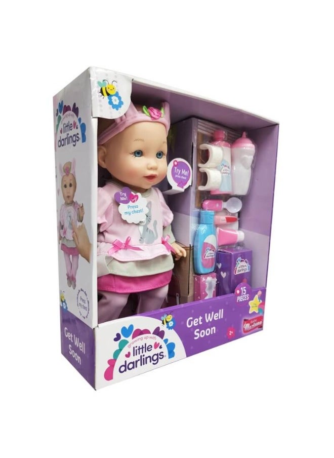 Baby Maziuna Little Darlings Get Well Soon Doll & Playset (15 Pieces)