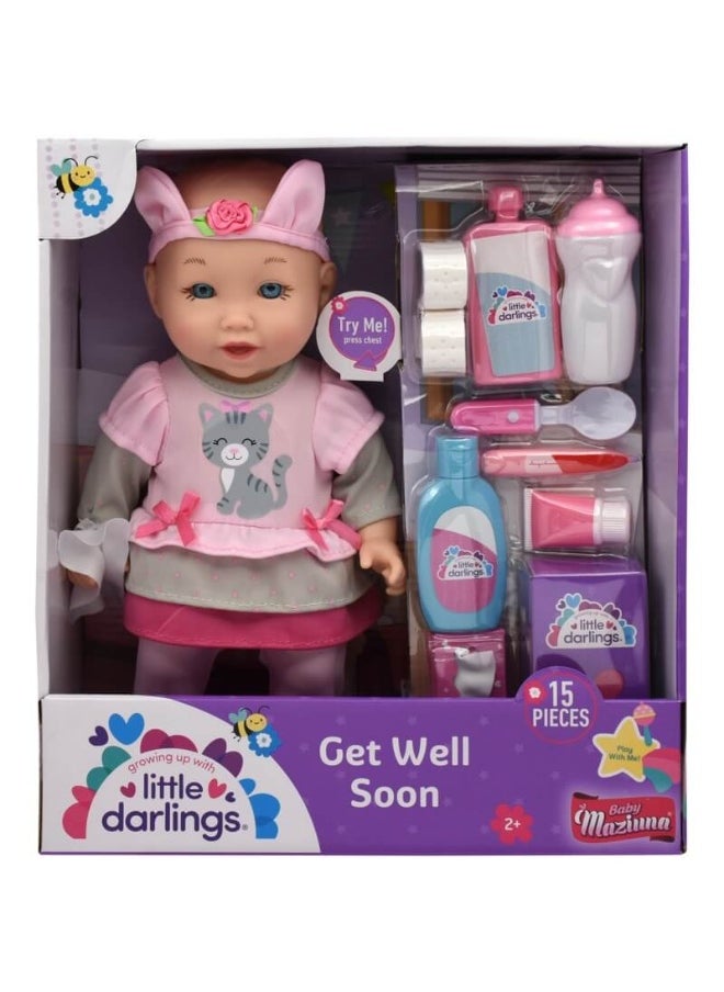 Baby Maziuna Little Darlings Get Well Soon Doll & Playset (15 Pieces)