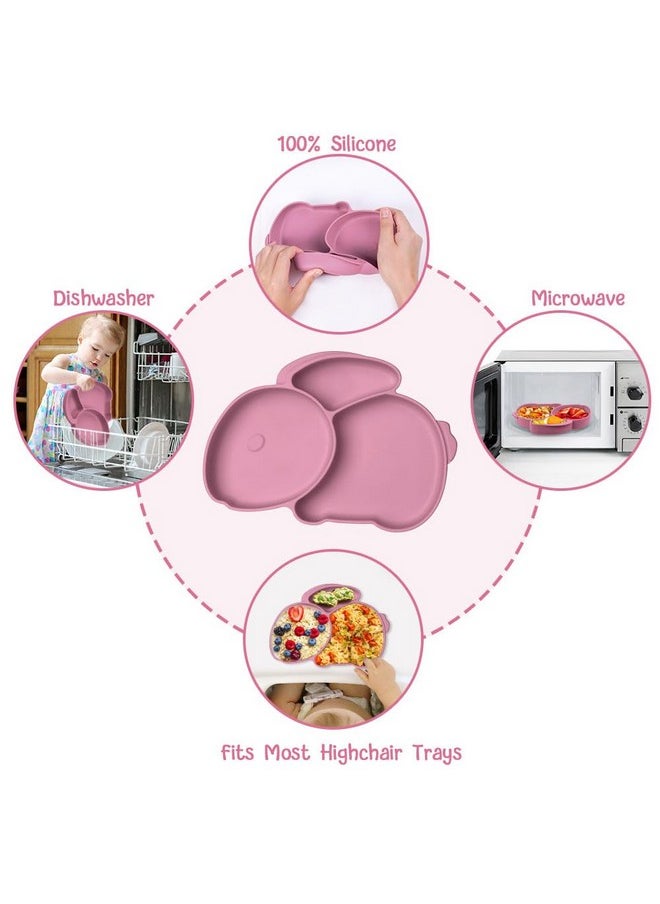 Toddler Plates With Suction, Toddler Plates, 100% Food-Grade Silicone Divided Design, Non-Slip, Microwave And Dishwasher Safe