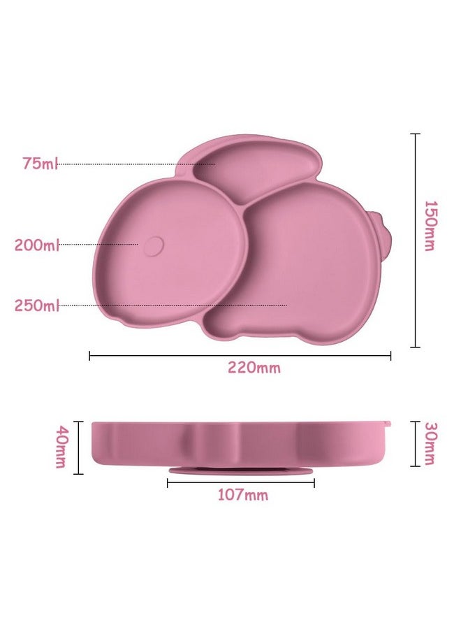 Toddler Plates With Suction, Toddler Plates, 100% Food-Grade Silicone Divided Design, Non-Slip, Microwave And Dishwasher Safe