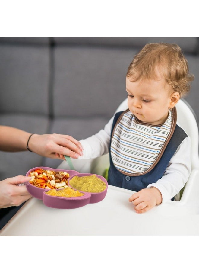 Toddler Plates With Suction, Toddler Plates, 100% Food-Grade Silicone Divided Design, Non-Slip, Microwave And Dishwasher Safe