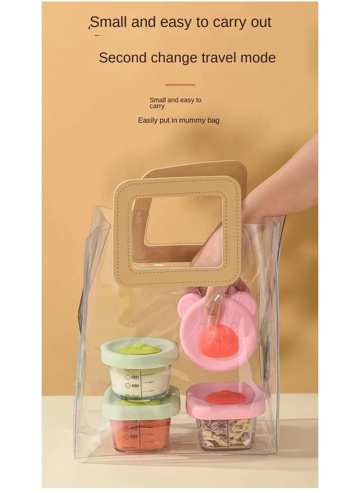 4-Piece Glass Food Storage Container Baby Complementary Food Box Set