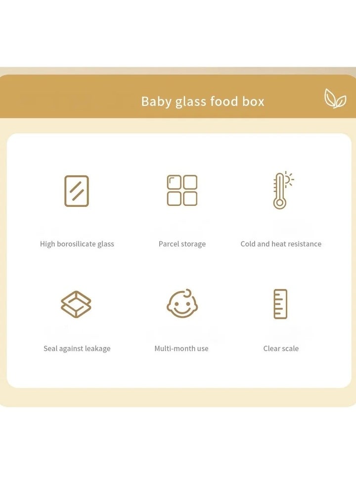 4-Piece Glass Food Storage Container Baby Complementary Food Box Set