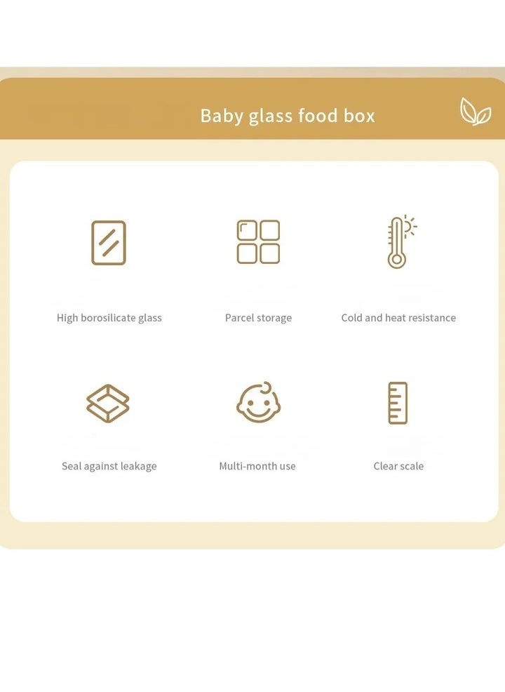 4-Piece Glass Food Storage Container Baby Complementary Food Box Set