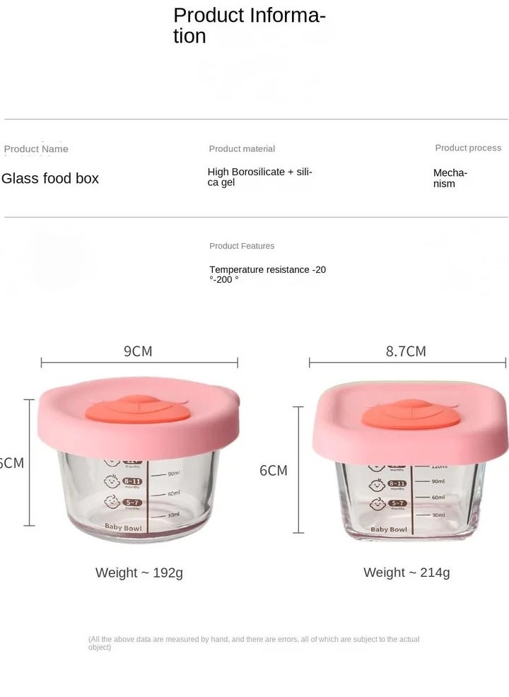 4-Piece Glass Food Storage Container Baby Complementary Food Box Set
