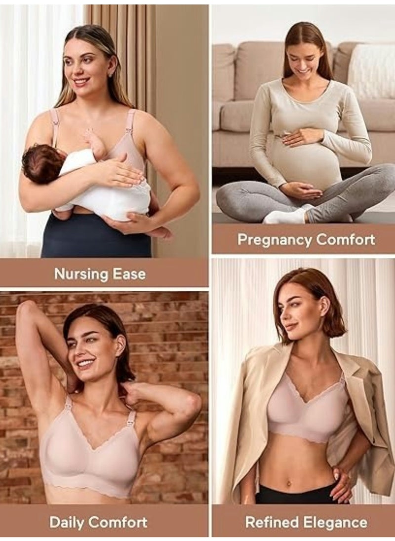 Nursing Bras for Breastfeeding Comfort Maternity Bras for Pregnancy Seamless Bralettes with Extra Extender