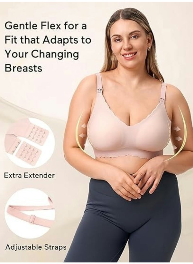 Nursing Bras for Breastfeeding Comfort Maternity Bras for Pregnancy Seamless Bralettes with Extra Extender