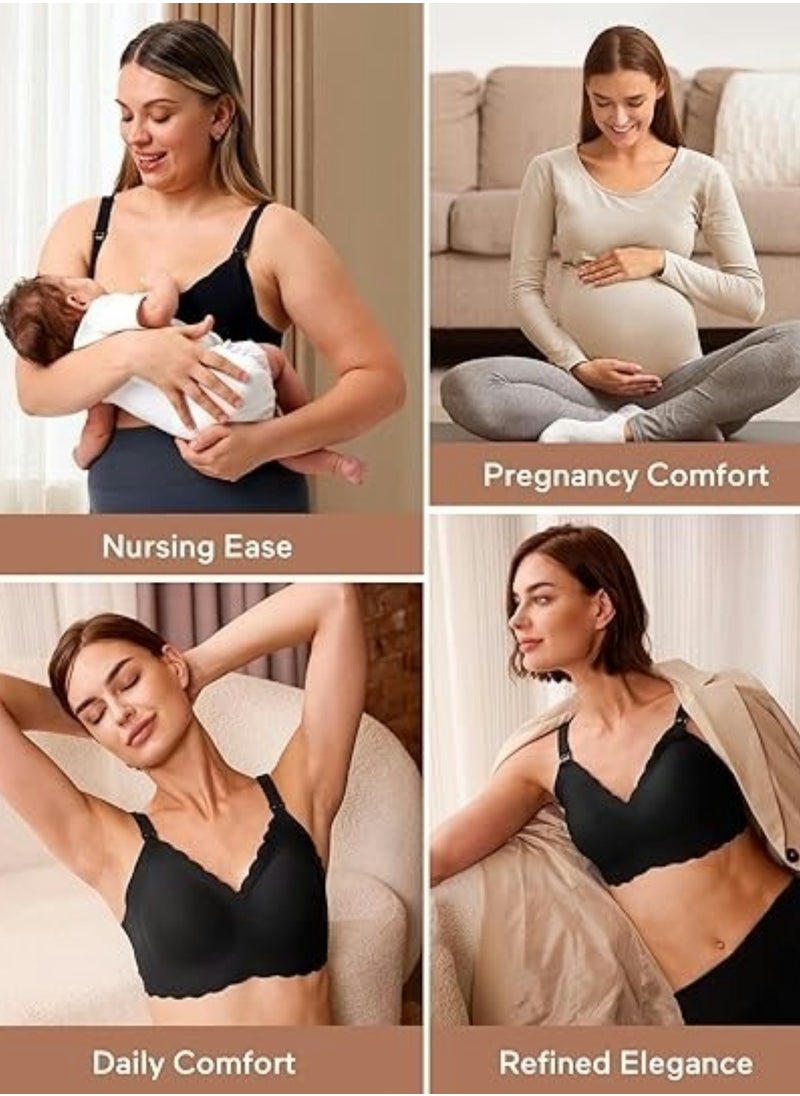 Nursing Bras for Breastfeeding Comfort Maternity Bras for Pregnancy Seamless Bralettes with Extra Extender