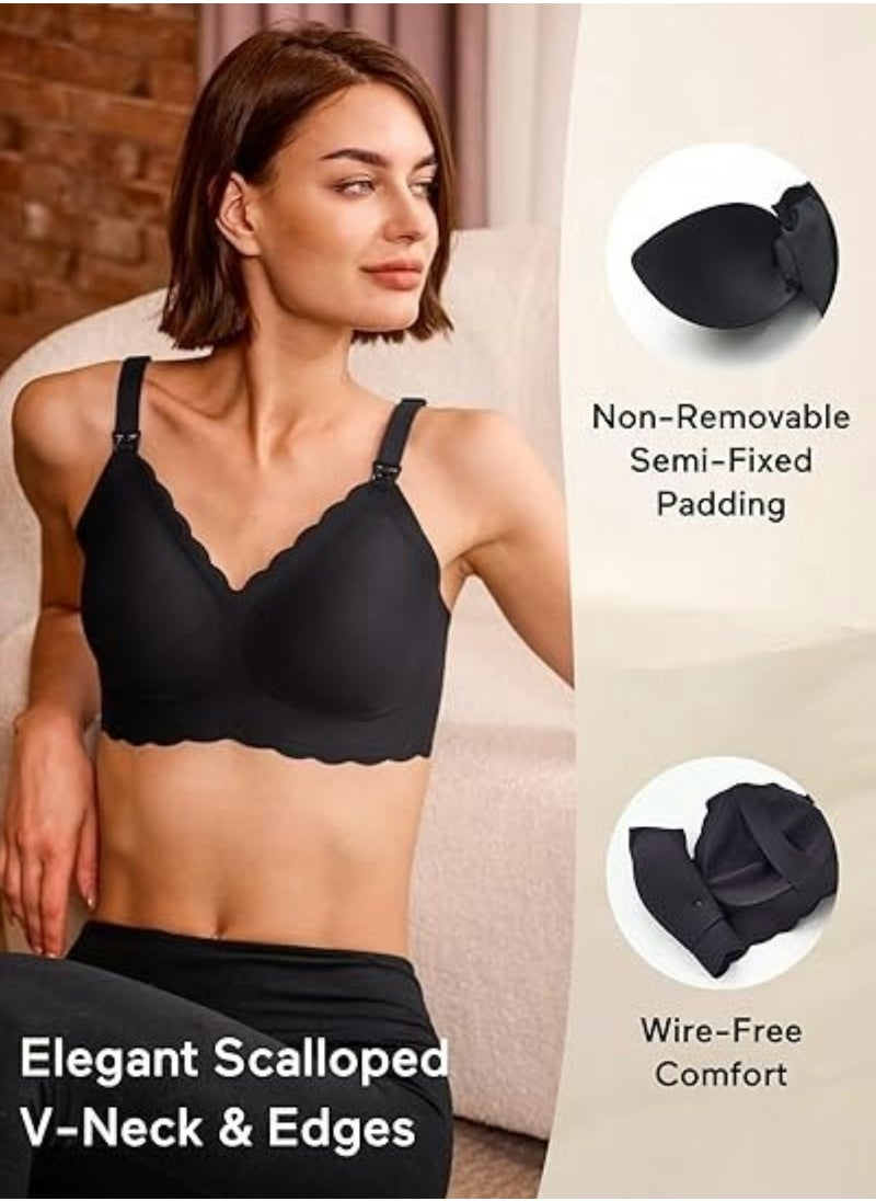 Nursing Bras for Breastfeeding Comfort Maternity Bras for Pregnancy Seamless Bralettes with Extra Extender