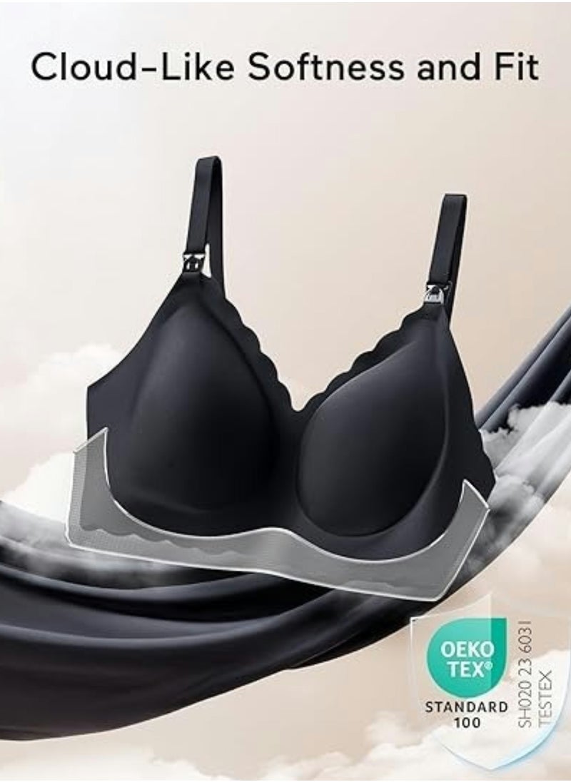 Nursing Bras for Breastfeeding Comfort Maternity Bras for Pregnancy Seamless Bralettes with Extra Extender