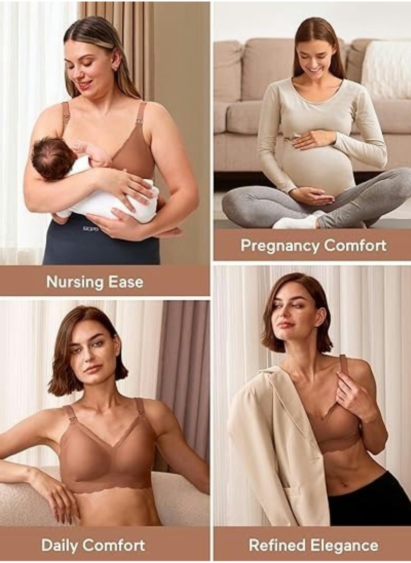 Nursing Bras for Breastfeeding Comfort Maternity Bras for Pregnancy Seamless Bralettes with Extra Extender